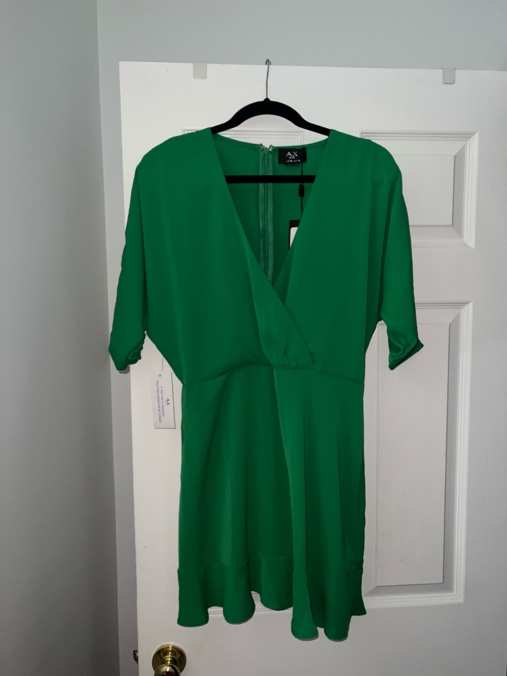 A|X Armani Exchange Bright Green V-Neck Wrap Romper